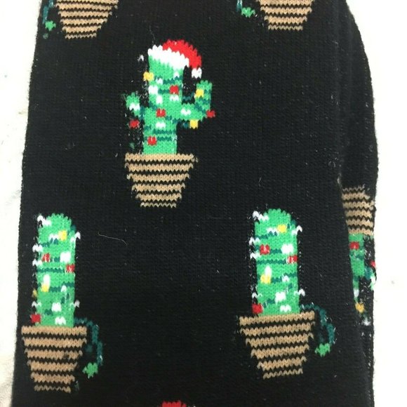 Christmas Socks "Christmas Cactus" Men's Crew Socks Shoe Size 7-12 - Picture 3 of 5